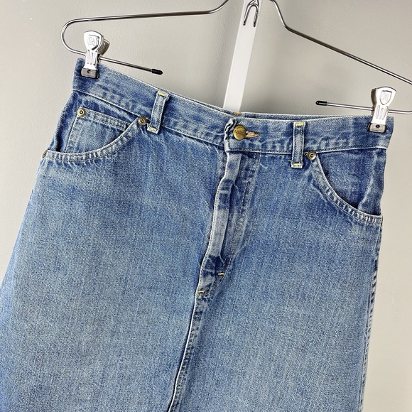 Vintage L.L. Bean Denim Jean Midi Skirt Womens 12 A-Line Blue 28 Waist Boho - Picture 2 of 9